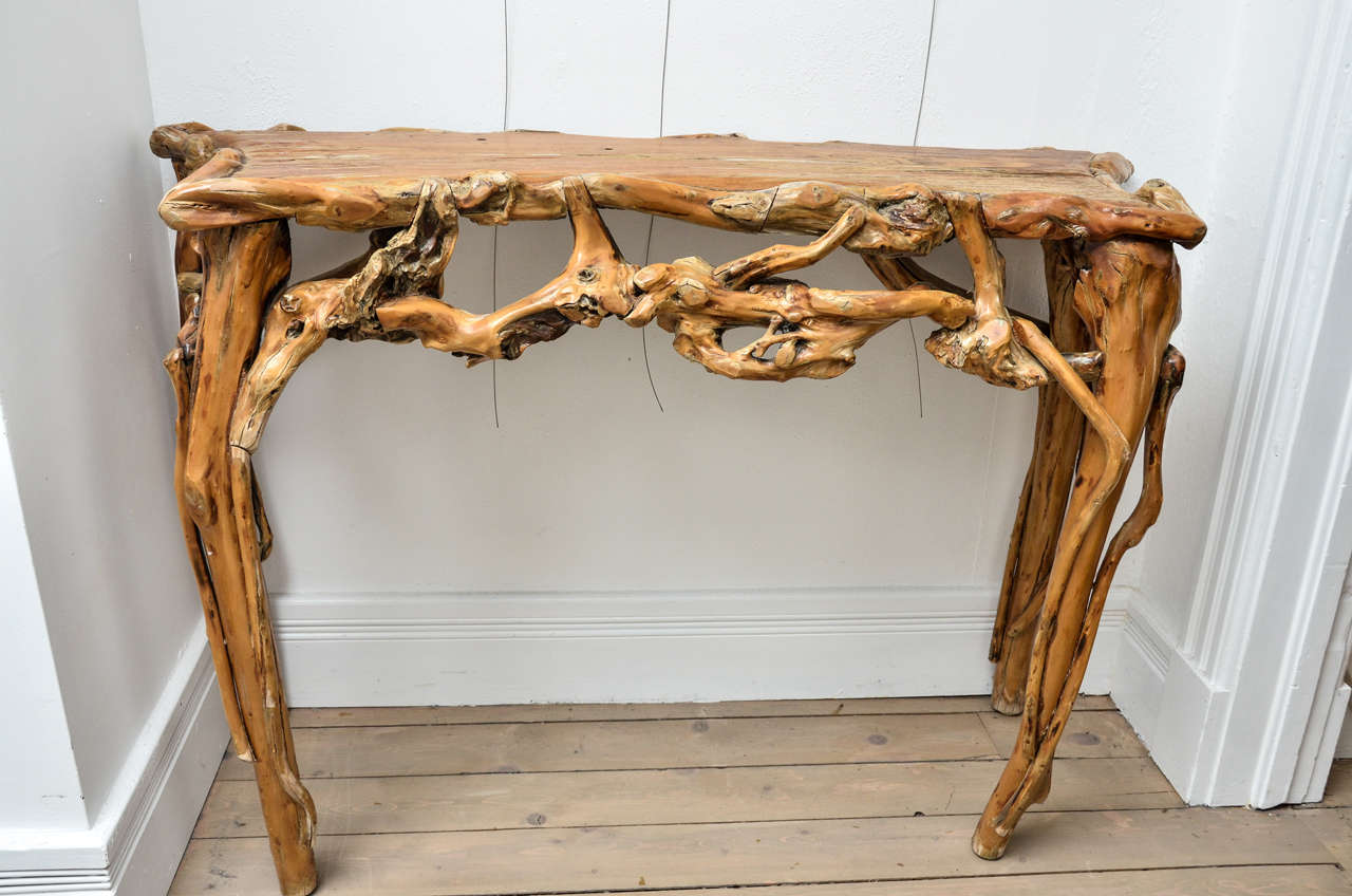 Natural driftwood console table.