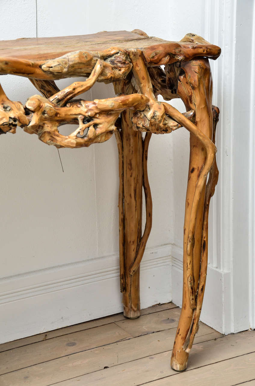 Mid-Century Modern Driftwood Console Table