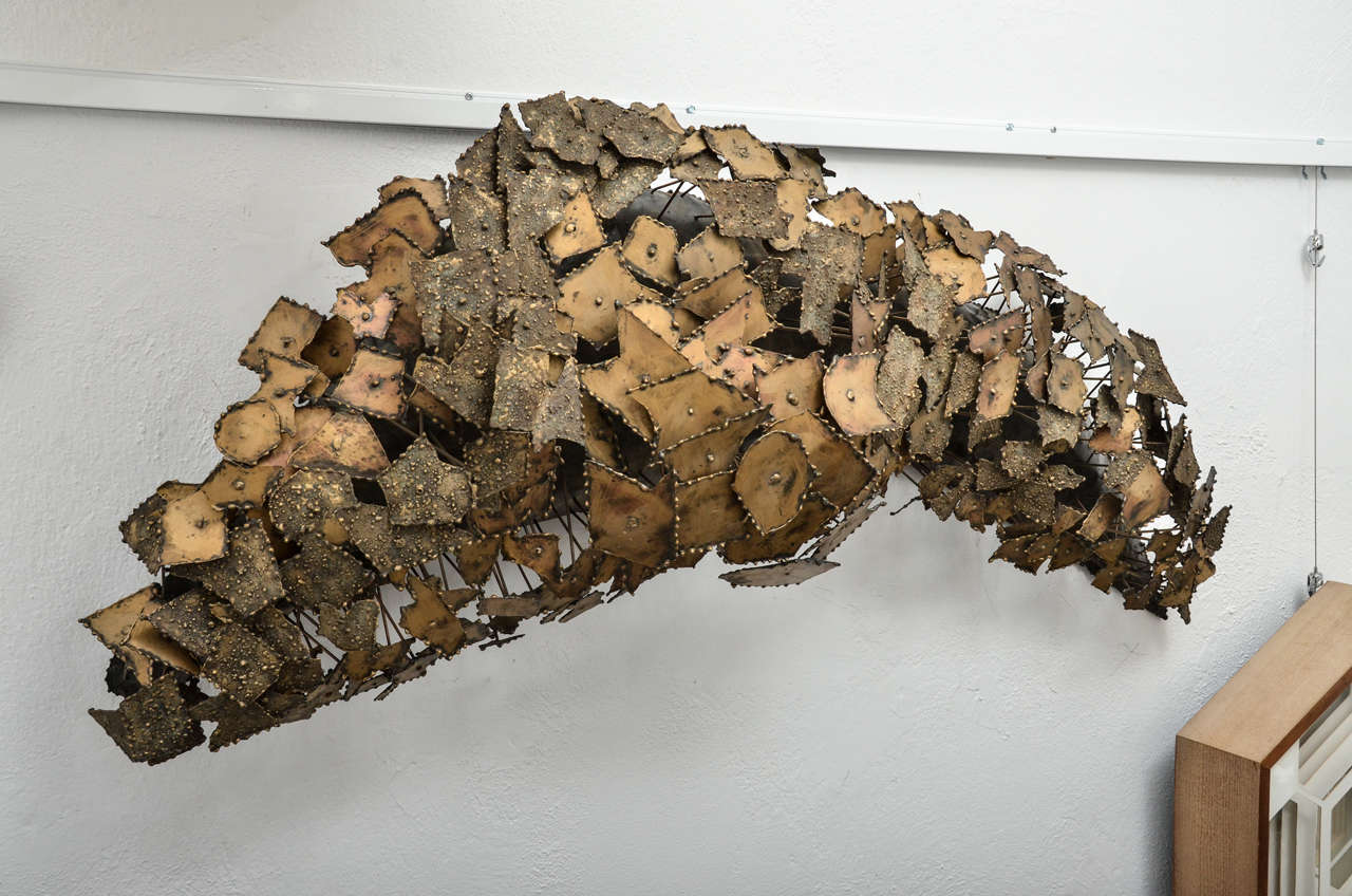 Brutalist Bronze Wall Sculpture in Fish Interpretation