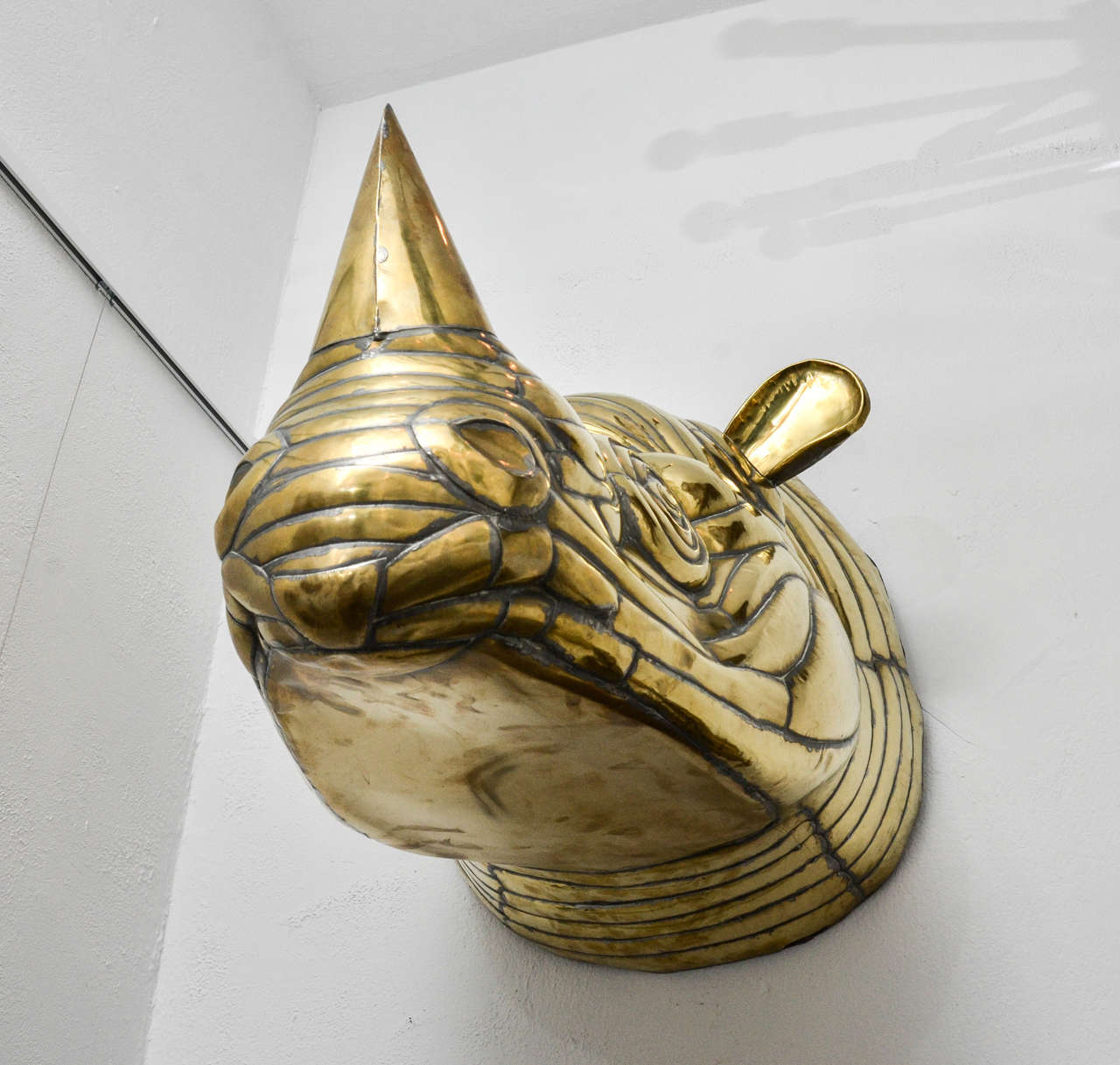 Sergio Bustamante brass rhino sculpture