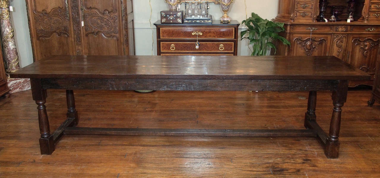 Antique English Elizabethan Style Trestle Table 100 years old