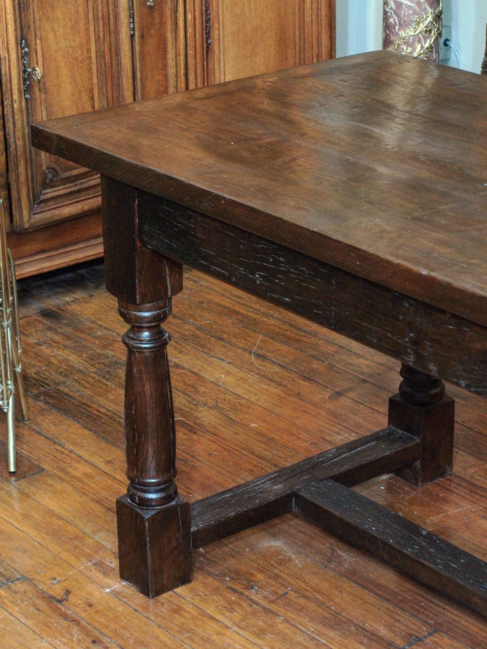 Antique English Elizabethan Style Trestle Table 1