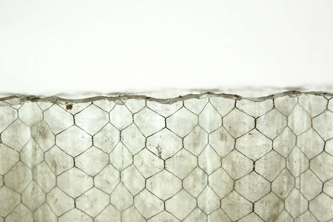 Corrugated Chicken Wire Glass Clear Color In Excellent Condition In Los Angeles, CA