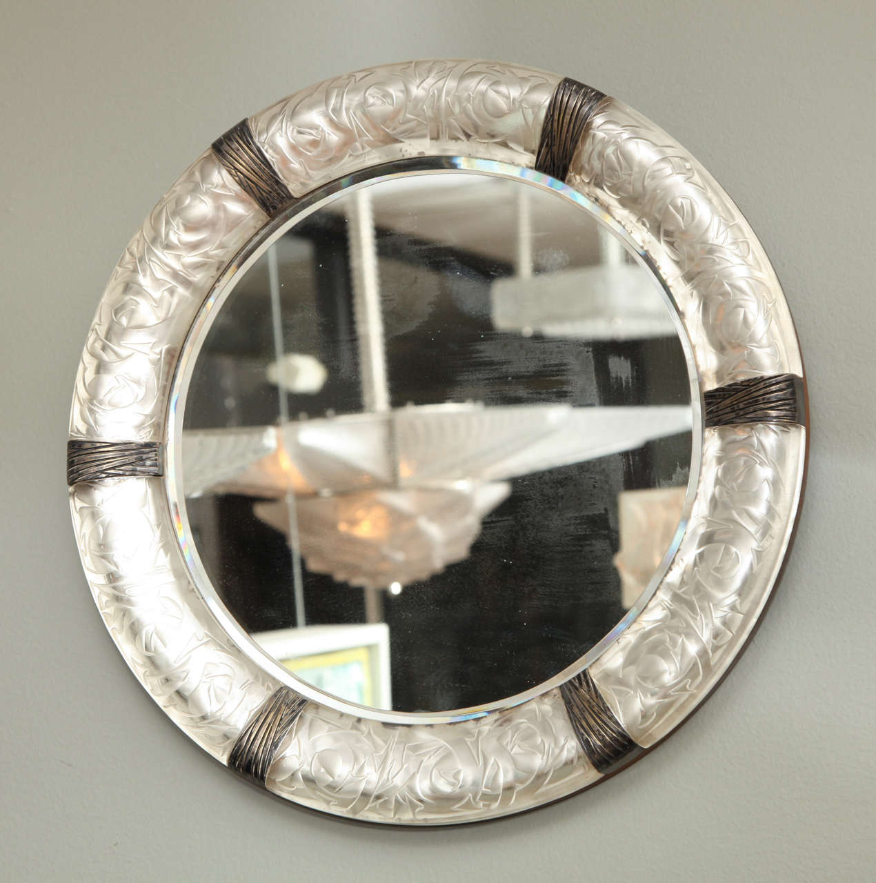 An important Rene Lalique round mirror, model 686 