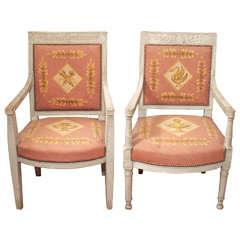 Pair Of Directoire Tapestry Fauteuils