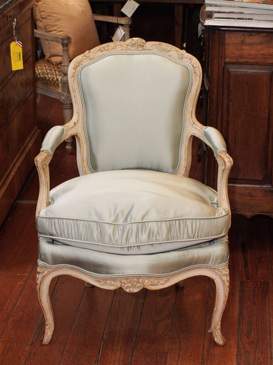 Beautiful Louis XV style painted fauteuils with new upholstery.