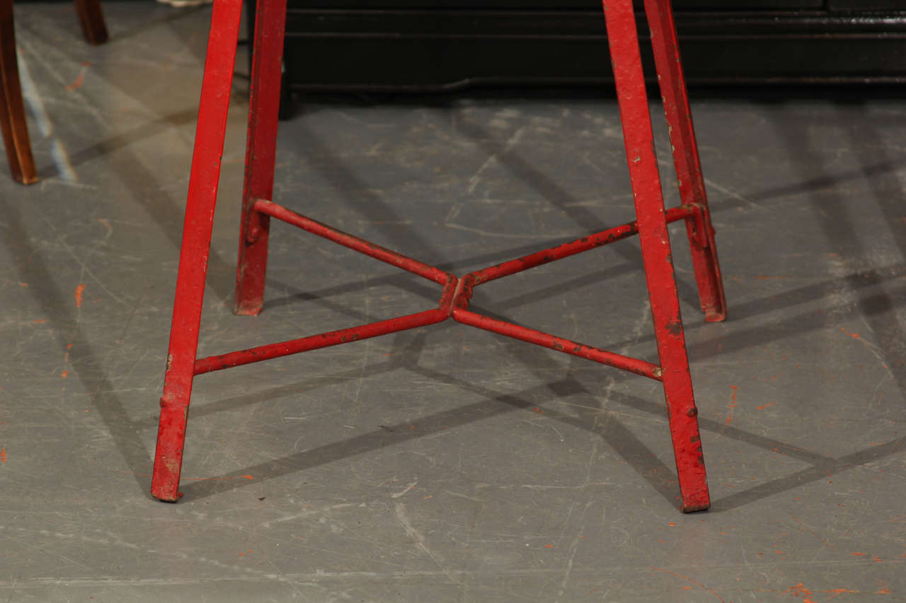 Pair Red French Metal Tables In Distressed Condition In Seattle, WA