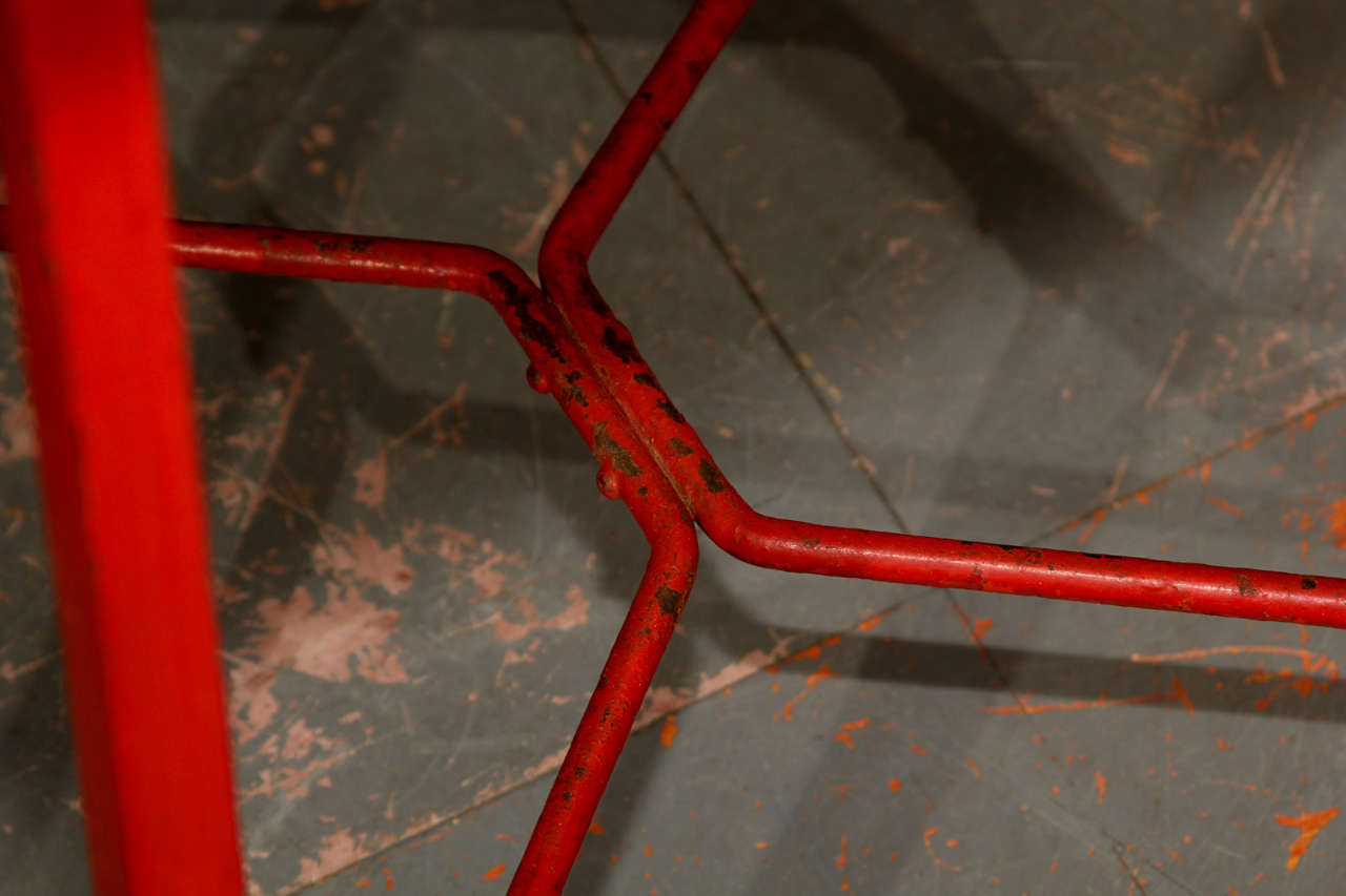 Pair Red French Metal Tables 3