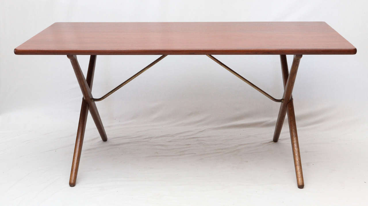 Hans Wegner AT 303 cross-leg table designed in 1955 and produced by Andreas Tuck.