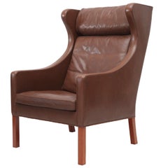 Borge Mogensen chaise à dossier Wingback en cuir