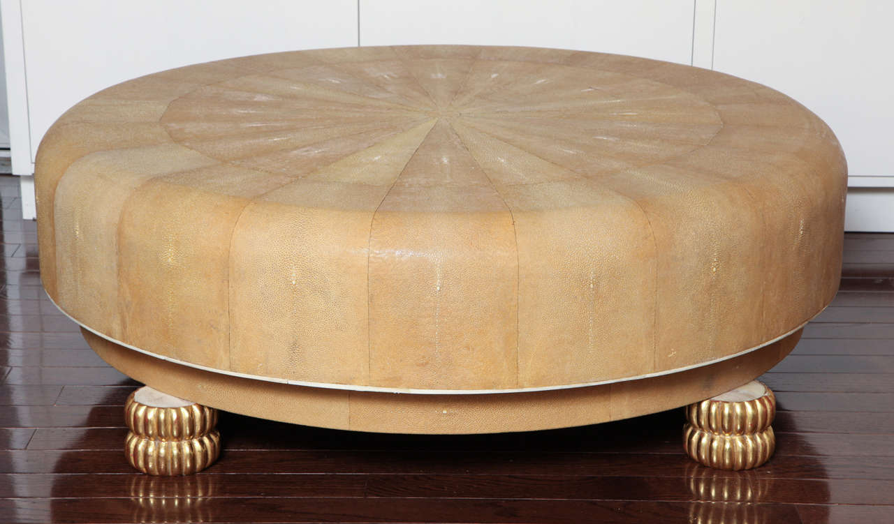 Shagreen and Bone Round Cocktail Table