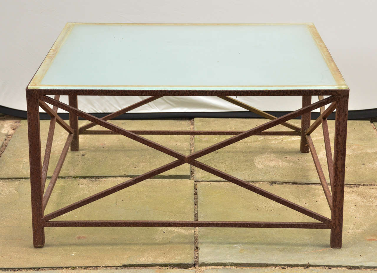 American Late 20th Century Rusted Iron Coffee Table Having 