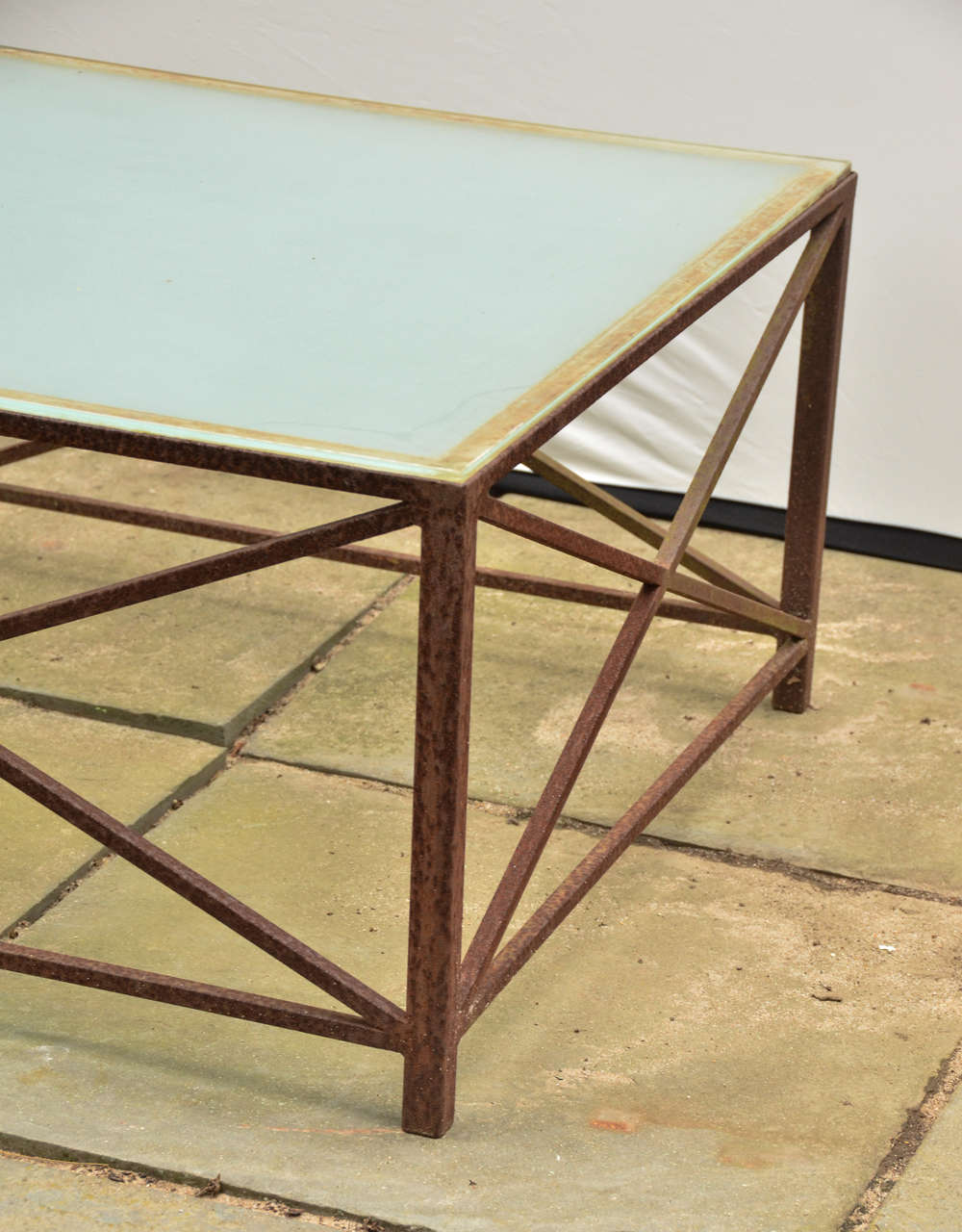 Neoclassical Revival American Rusted Iron Coffee Table with 