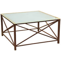 American Rusted Iron Coffee Table with "X" Braced Sides