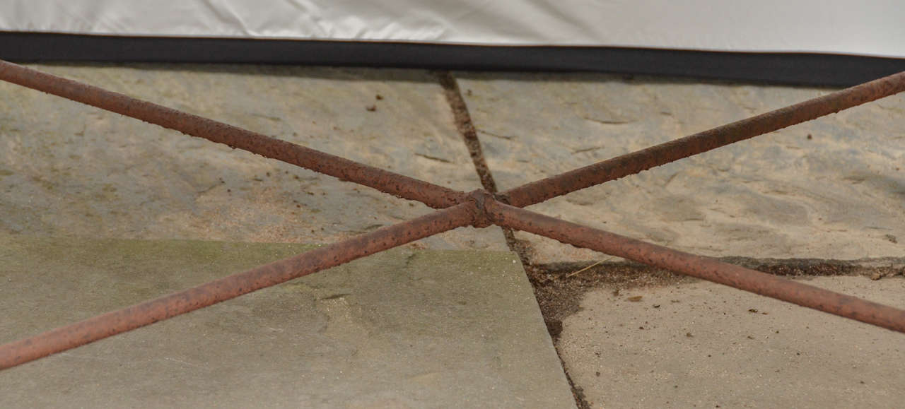 American 1970s Wrought Iron Coffee Table with Marble Top In Distressed Condition For Sale In Southampton, NY
