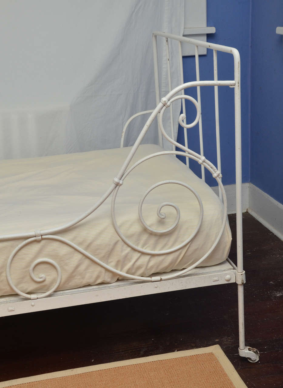Victorian French 19th Century Iron Folding Daybed with Scroll Design Side