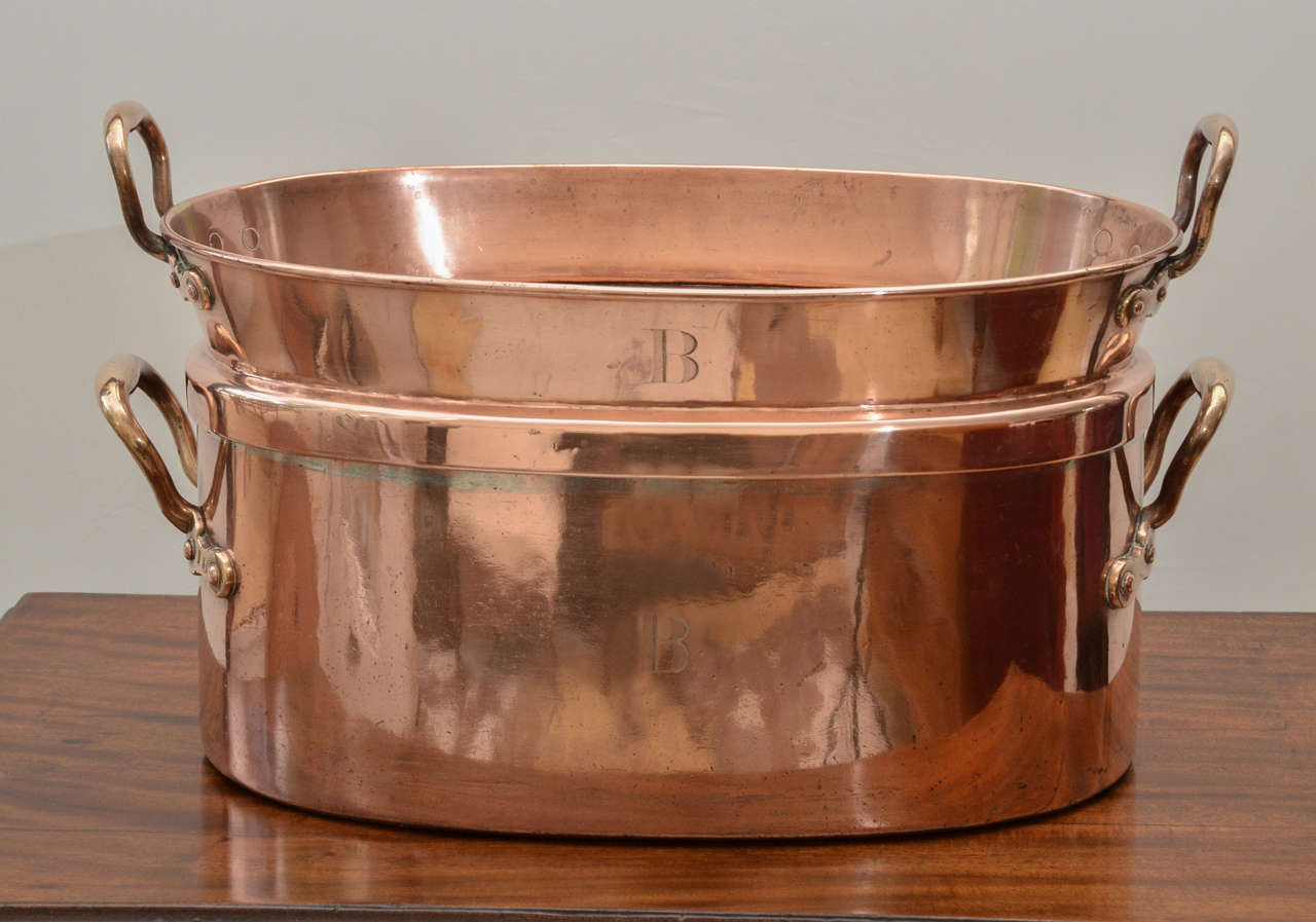 Large Copper English Tray Lidded Oval Fish Poaching Pot at 1stDibs