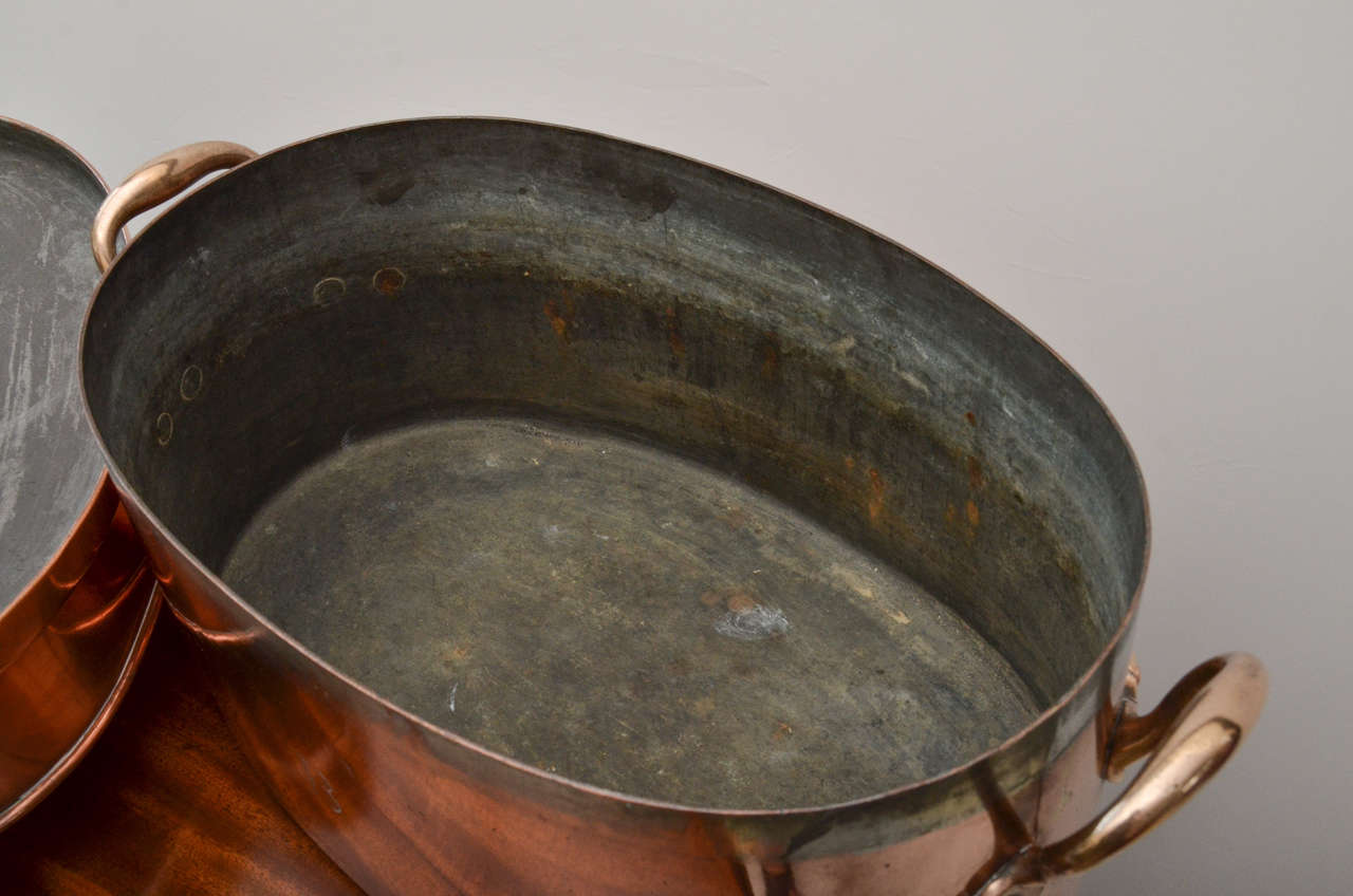 Large Copper English Tray Lidded Oval Fish Poaching Pot at 1stDibs