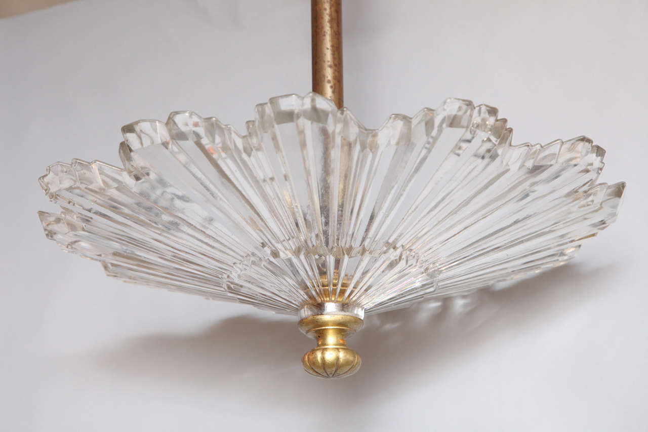 Art Deco American Flush Mount Glass, Sunburst Ceiling Light