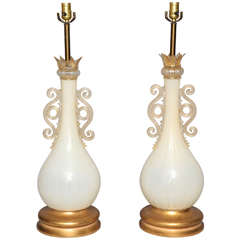 Pair of Italian Murano Glass Table Lamps