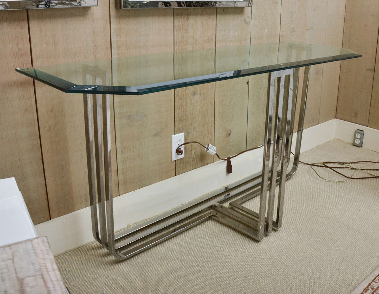 Late 20th Century Attractive Vintage Chrome and Glass Console