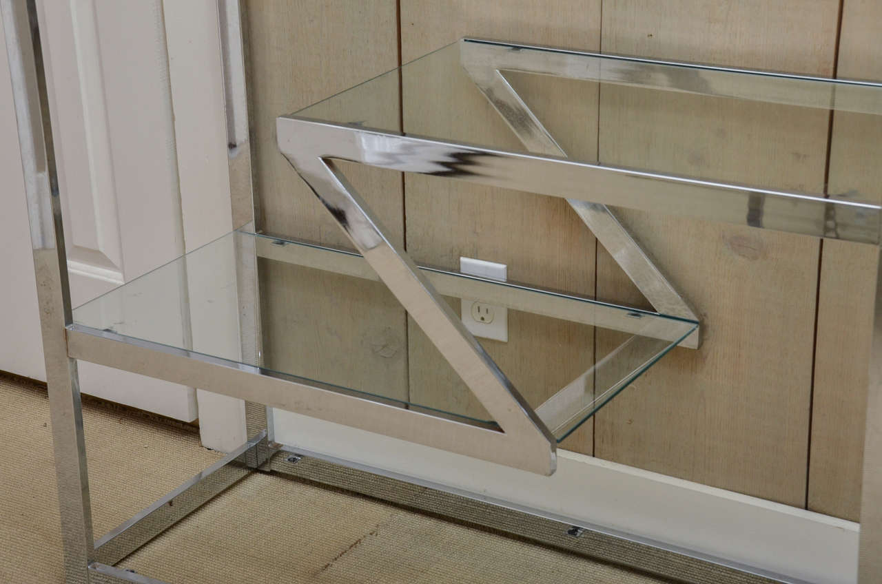 Vintage Chrome Etagere Attributed to Milo Baughman In Excellent Condition In Water Mill, NY