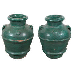Italian Glazed Terracotta Urns