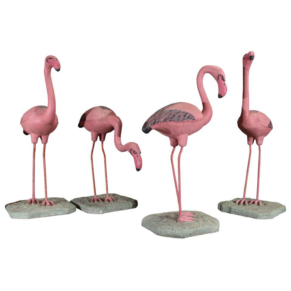 Pink Flamingo Garden Sculpture at 1stDibs | pink flamingo garden statue