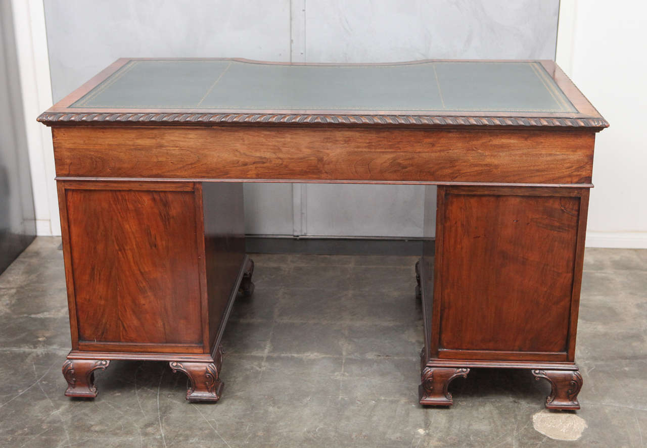 Chippendale Style Two-Pedestal Desk For Sale 2