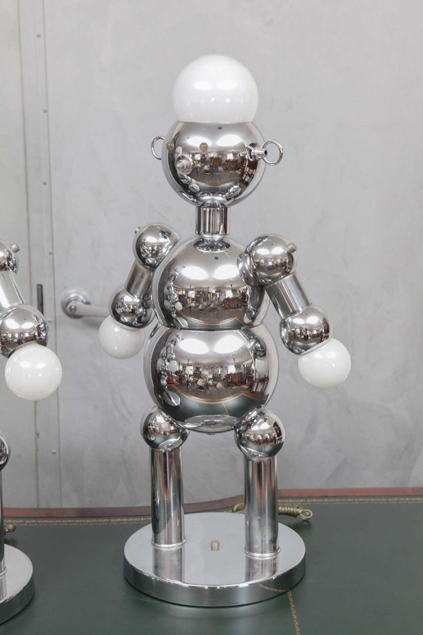 Mid-Century Modern Pair of Midcentury Italian Robot Lamps