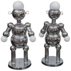 Pair of Midcentury Italian Robot Lamps