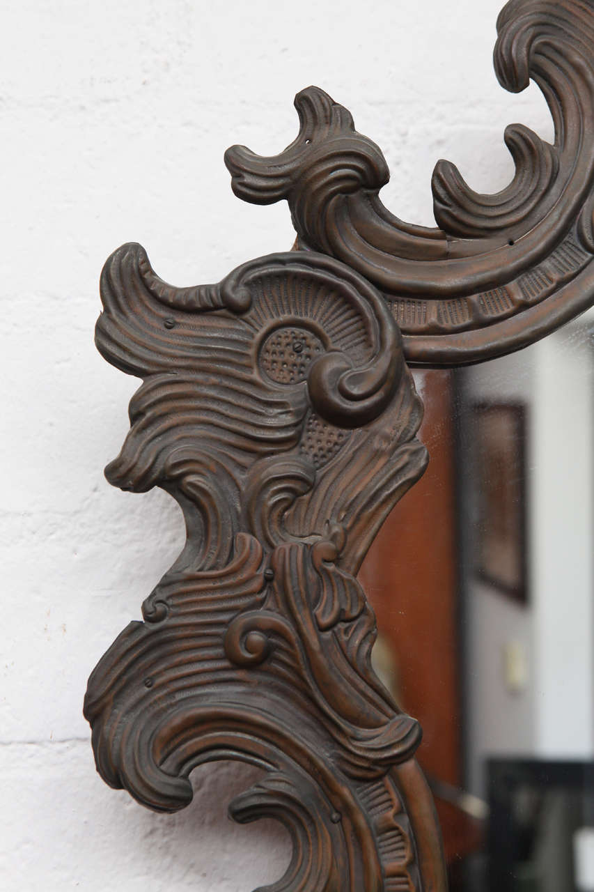Continental Repoussé Copper Wall Mirror For Sale at 1stDibs