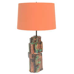Midcentury Ceramic Molten Glazed Lamp 4