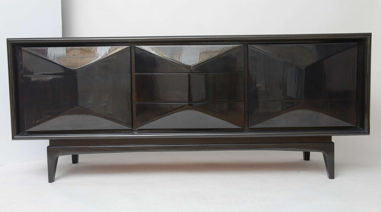 Raised Front Ebonized Floating Credenza 4