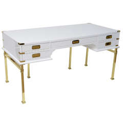 Polished Brass and Gloss Lacquered Campaign Desk