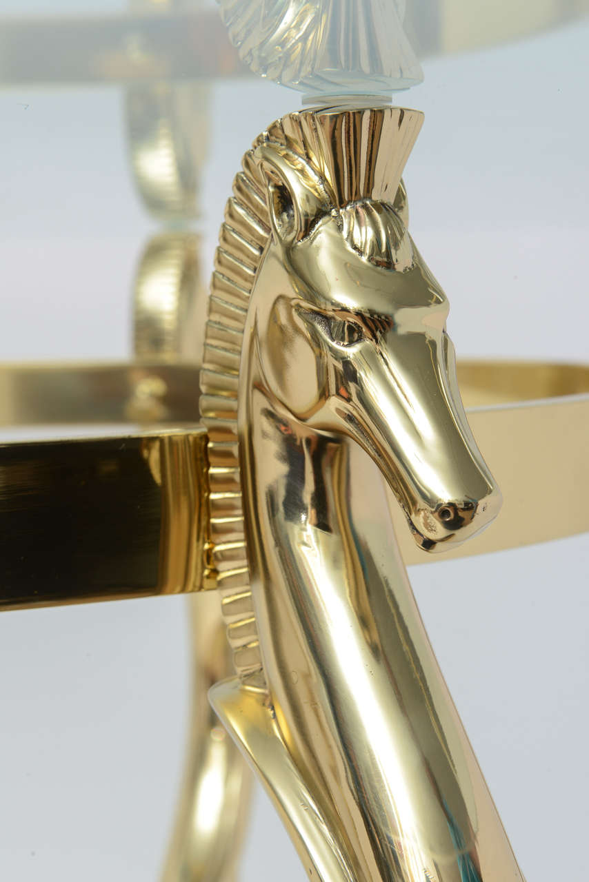 20th Century Brass Six-Leg Regal Horse Head Oval Dining Table