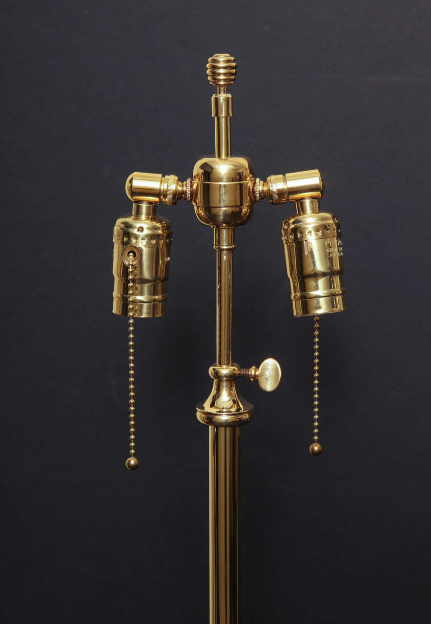 Victorian Polished Brass Telescoping Floor Lamps For Sale