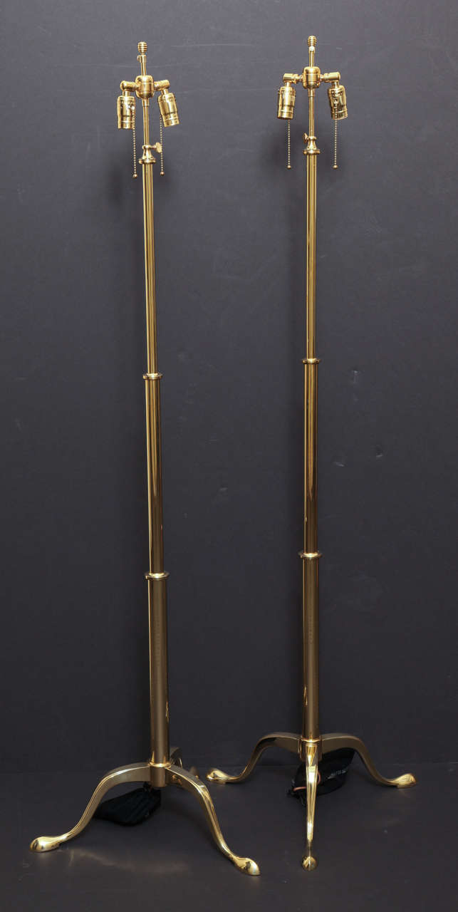 Polished Brass Telescoping Floor Lamps For Sale 3