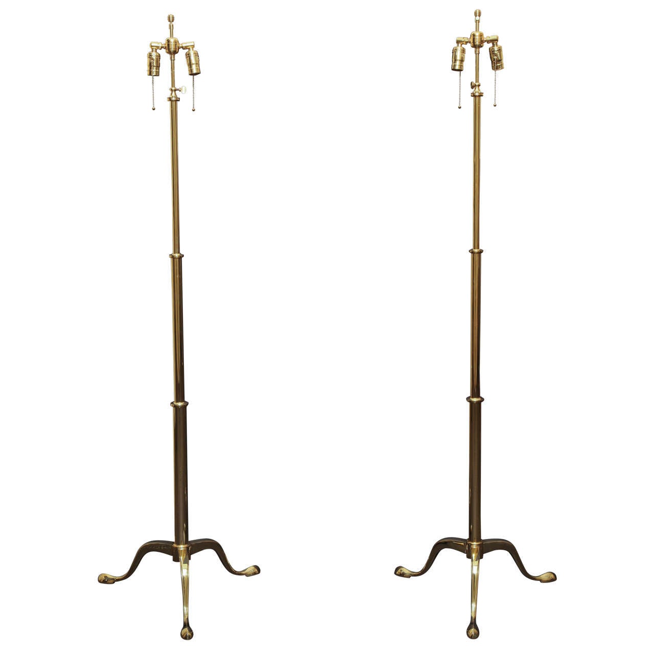 Polished Brass Telescoping Floor Lamps For Sale