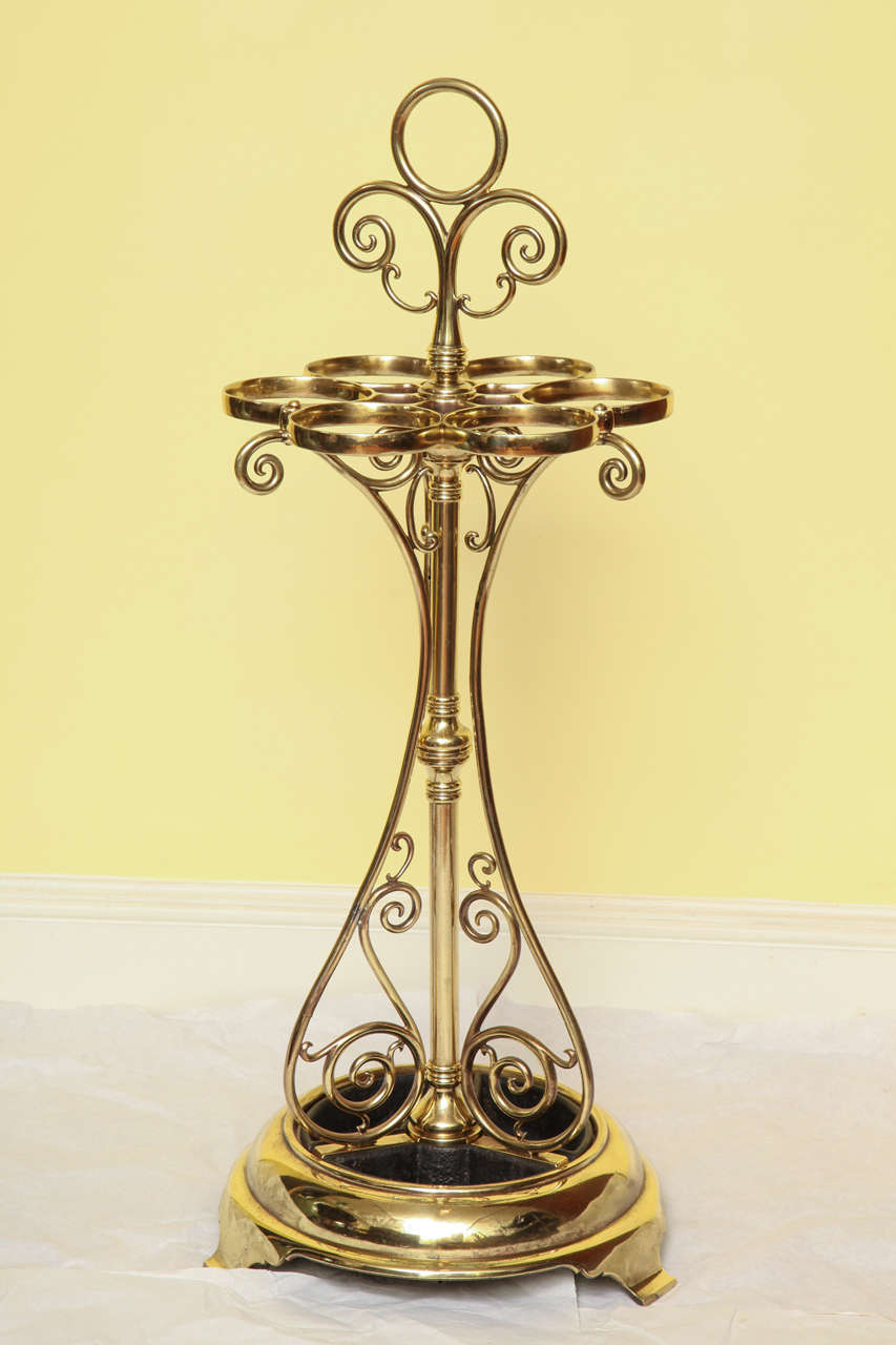 Cast William Tonks & Son Art Nouveau Brass Umbrella Stand, Birmingham, circa 1900