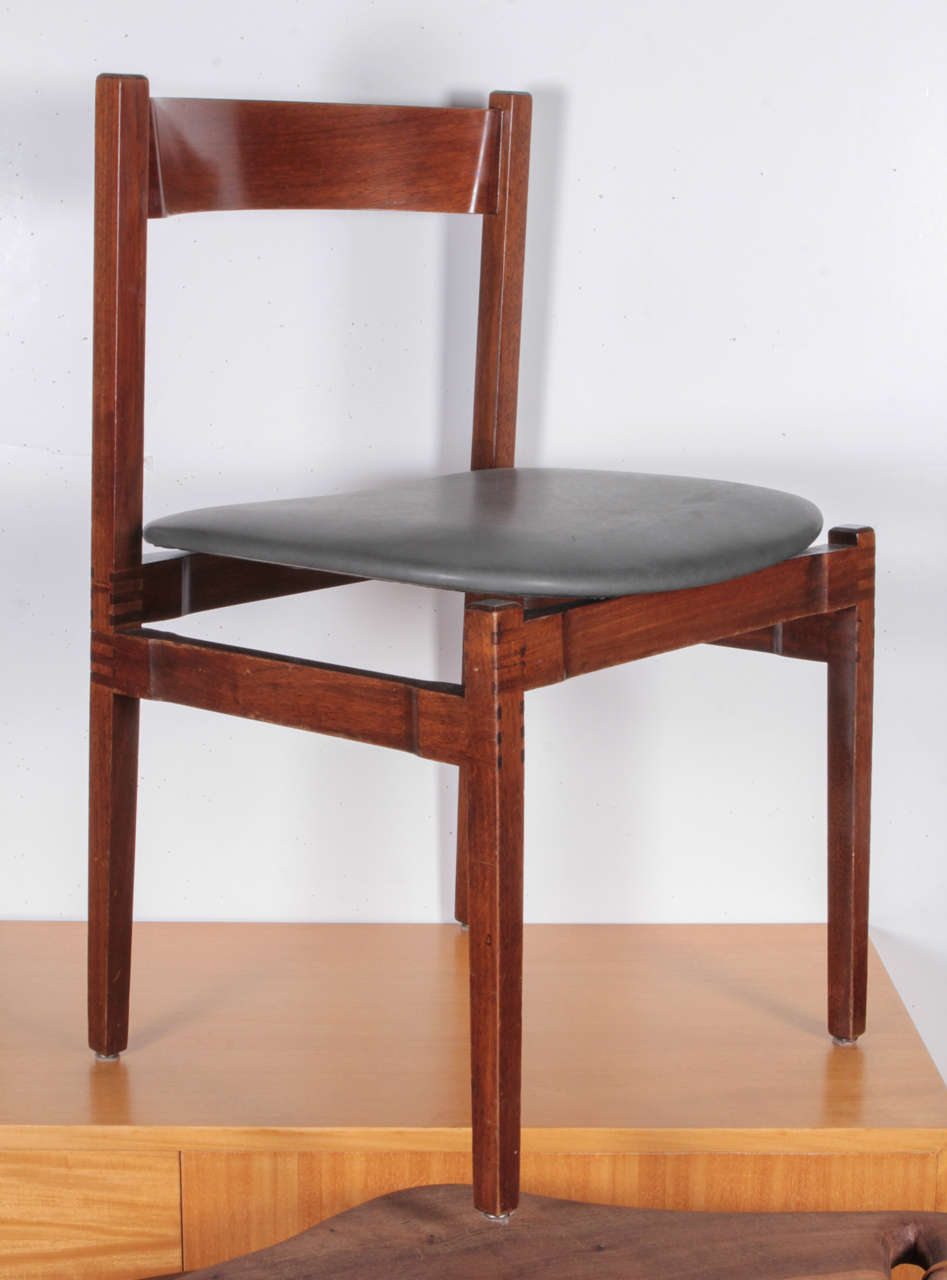 Mid-Century Modern Set of Four Walnut Dining Chairs by Gianfranco Frattini