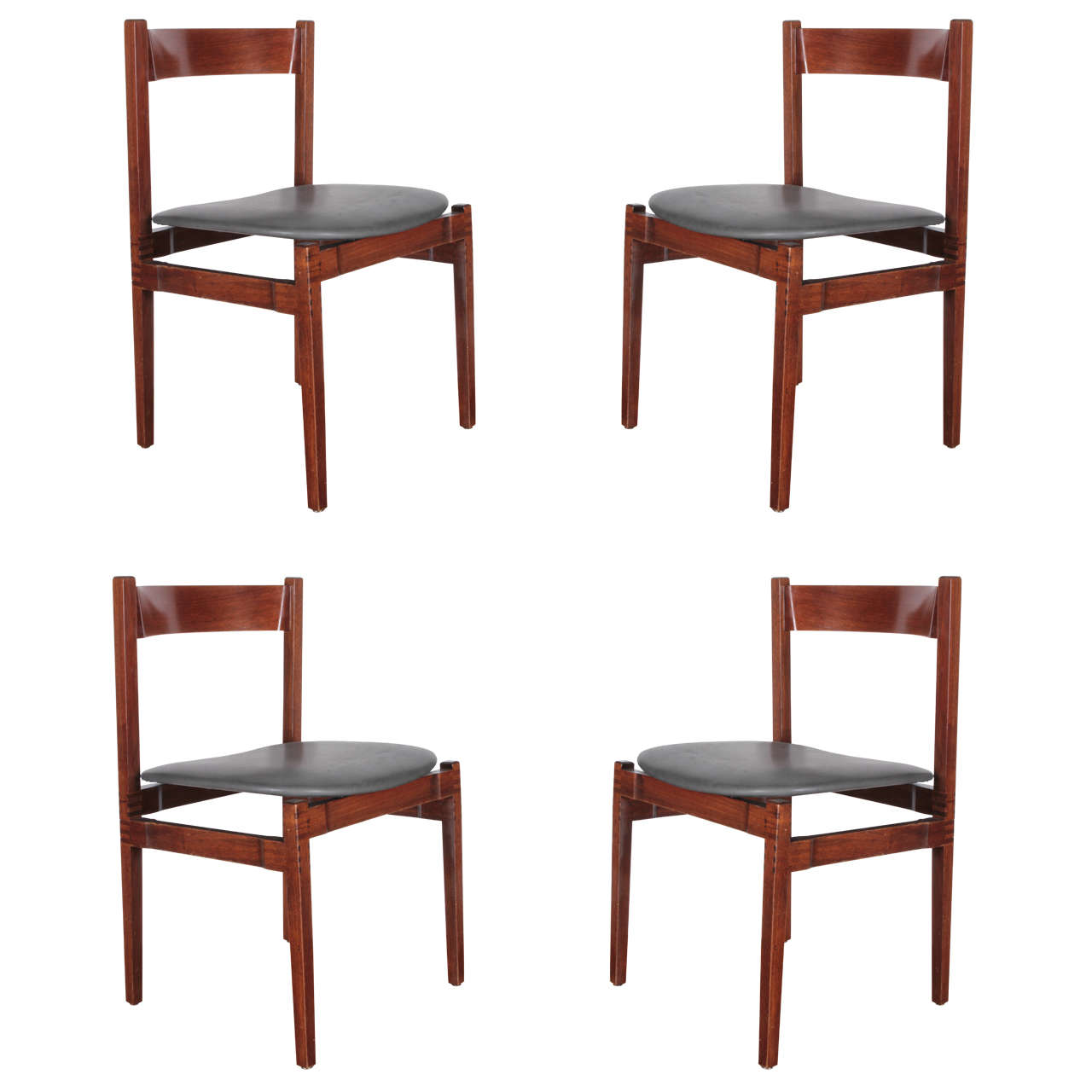 Set of Four Walnut Dining Chairs by Gianfranco Frattini