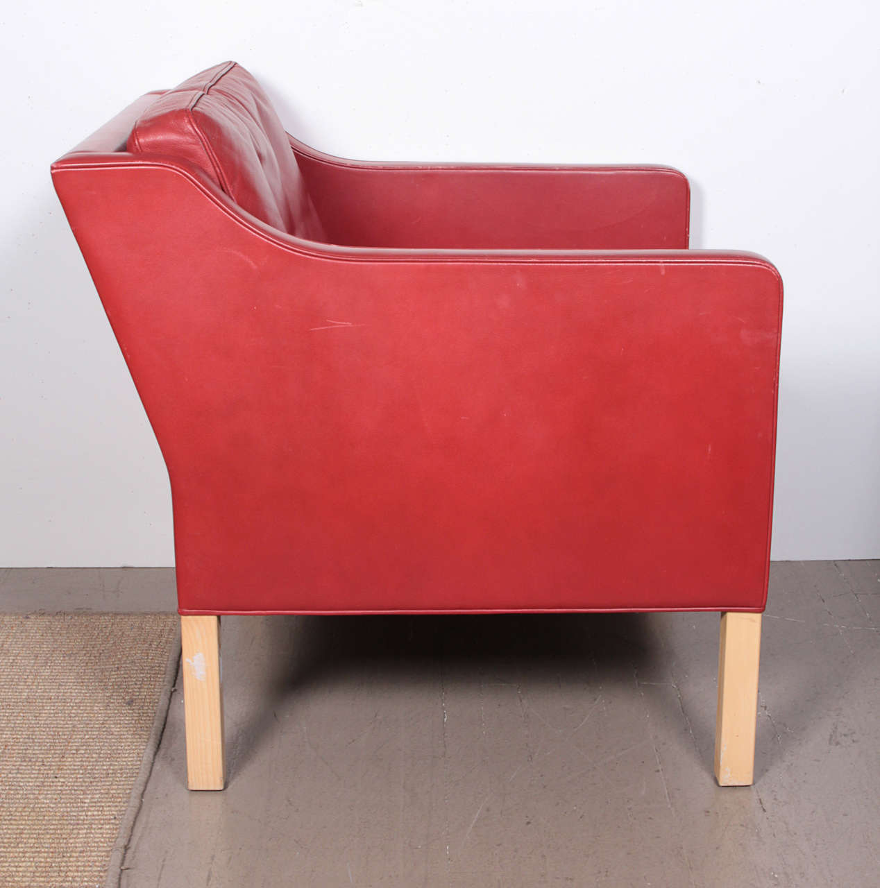 Mid-20th Century Børge Mogensen Leather Loveseat and Chair, Denmark, 1960s