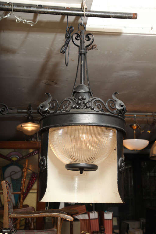 Angular exterior hanging lantern.