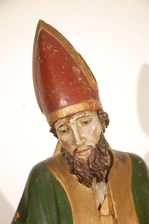 italien Fin du 18e siècle/début du 19e siècle Statue en bois d'un évêque en vente