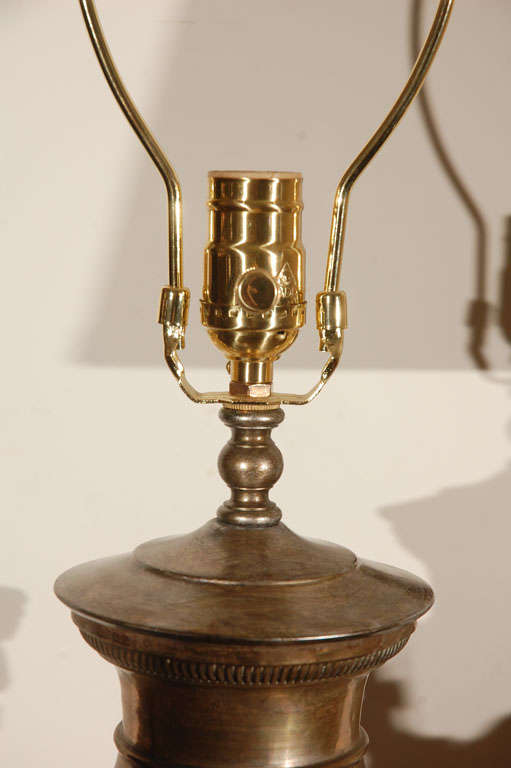 Pair of Italian Silver Metal Lamps For Sale at 1stDibs