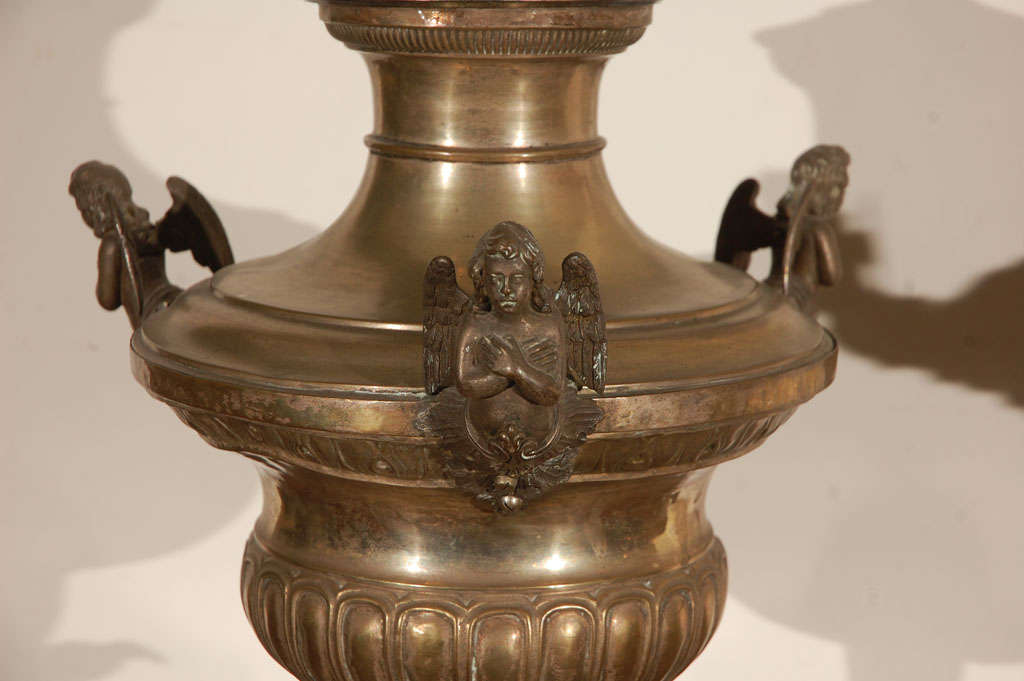 Pair of Italian Silver Metal Lamps For Sale at 1stDibs