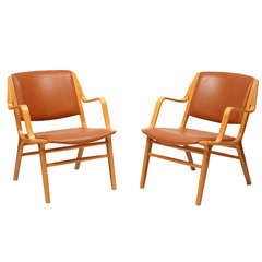 Pair of Peter Hvidt Ax Armchairs