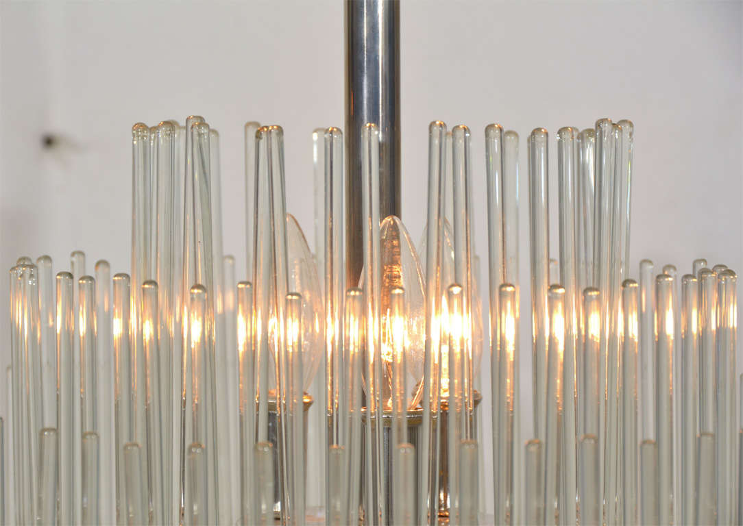 Mid-20th Century Glass Rod Chandelier by Sciolori for Lightolier