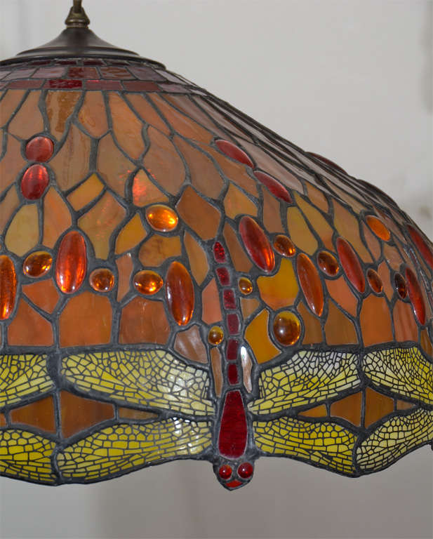American Lillian Nasseau Drop Head, Dragon Fly Hanging Light Fixture For Sale
